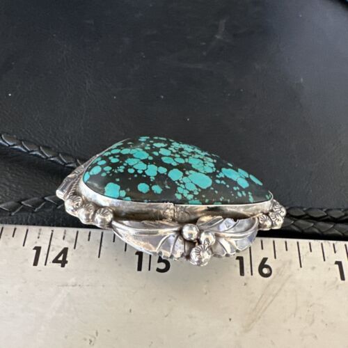 Men's Blue Spiderweb Turquoise Bolo Tie | Navajo Sterling Silver | Authentic Native American Handmade | 15011
