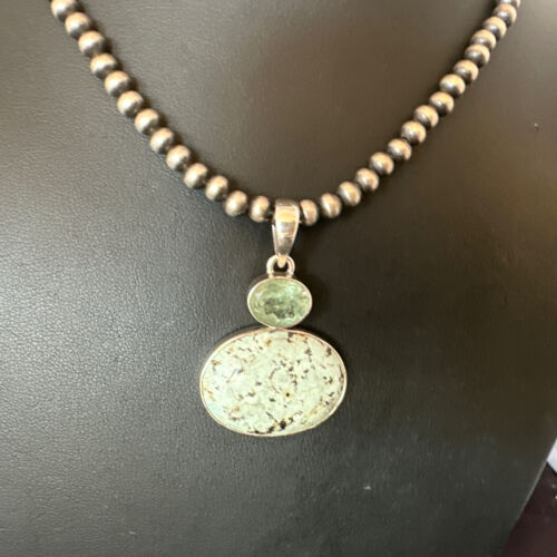Navajo Women's Dry Creek Turquoise Topaz Pendant Necklace | Sterling Silver | 16310