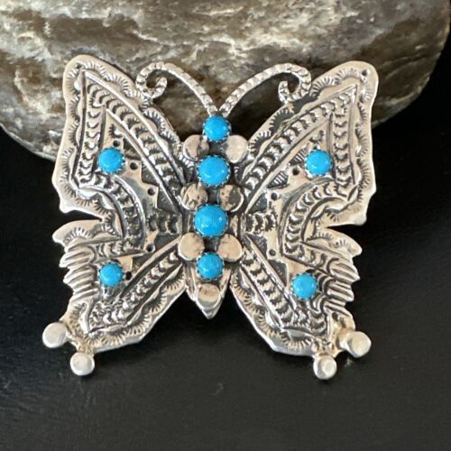 Navajo Turquoise Butterfly Ring | Authentic Native American Sterling Silver | Multi-Stone | Sz 8 | 16170 - Masha USA