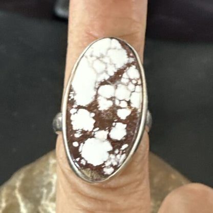 Men's & Women's Wild Horse Turquoise Navajo Ring | Sterling Silver | Sz 7 | Authentic Native American Handmade | 17263