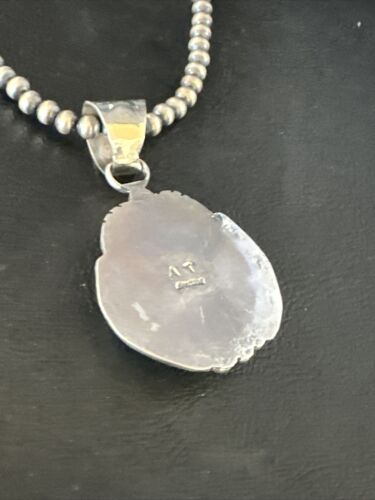 Men's Denim Lapis Lazuli Pendant Necklace | Navajo Beads | Sterling Silver | Authentic Native American Handmade | 14884