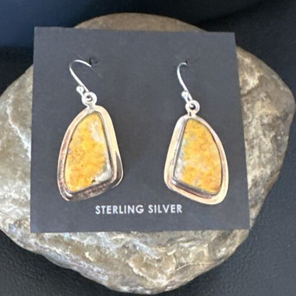 Navajo Bumblebee Jasper Earrings | Sterling Silver | Authentic Native American Handmade | 15823