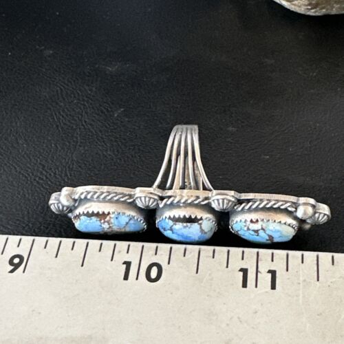 Navajo Green Sonoran Gold Turquoise Multi-Stone Ring | Authentic Native American Sterling Silver | Sz 8 | 16289