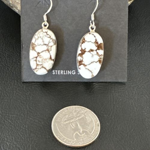 Navajo Wild Horse Turquoise Dangle Earrings | Sterling Silver | Authentic Native American Handmade | 15742