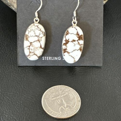 Navajo Wild Horse Turquoise Dangle Earrings | Sterling Silver | Authentic Native American Handmade | 15742