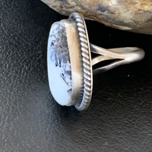 Navajo White Buffalo Turquoise Ring | Sterling Silver | Sz 5.5 | Authentic Native American Handmade | 11643