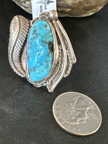 Old Pawn Men's Blue Kingman Turquoise Ring | Navajo Sterling Silver | Sz 10 | 15520