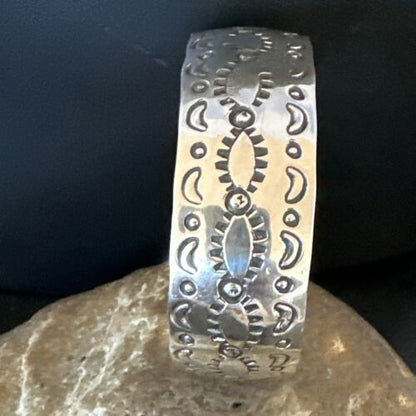 Navajo Stamped Cuff Bracelet | Sterling Silver | Authentic Native American Handmade | 17459
