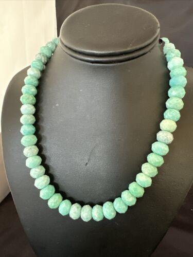 Navajo Sterling Silver Amazonite Bead Necklace | 12mm | 18" | Authentic Native American Handmade | 17302