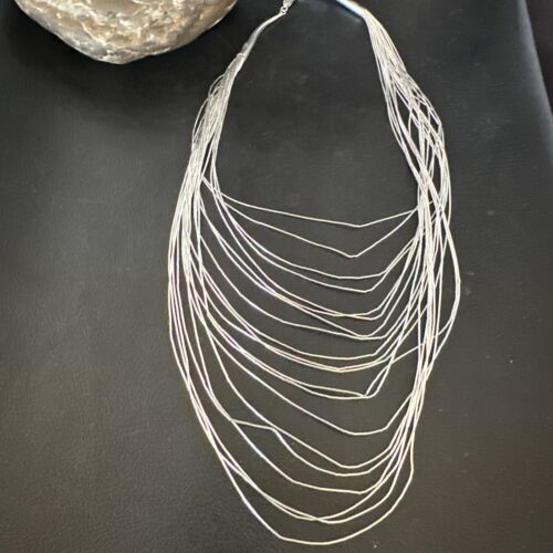 Graduated Bib Heishi Liquid Necklace | Sterling Silver | 20" | 17240
