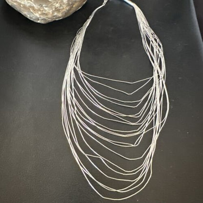 Graduated Bib Heishi Liquid Necklace | Sterling Silver | 20" | 17240