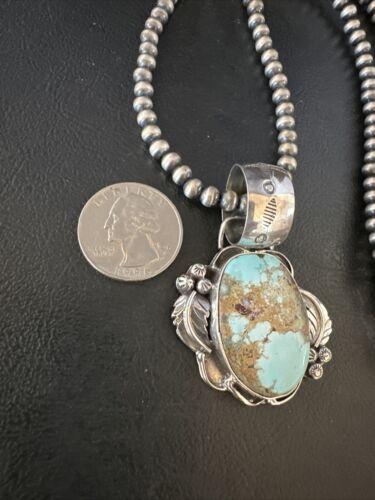 Blue Golden Hills Turquoise Pendant | Navajo Pearls | Sterling Silver Necklace 21" | 14995
