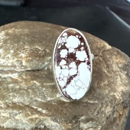 Men's & Women's Wild Horse Turquoise Navajo Ring | Sterling Silver | Sz 7 | Authentic Native American Handmade | 17263