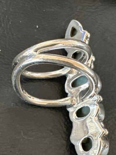 Navajo Women's Cluster Blue Larimar Ring | Authentic Native American Sterling Silver | Multi-Stone | Sz 8.5 | 15940