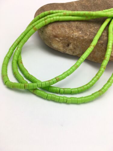 Heishi Bead Necklace Stabilized Gaspeite | 3-Strand | Sterling Silver | Native American Handmade | 2599