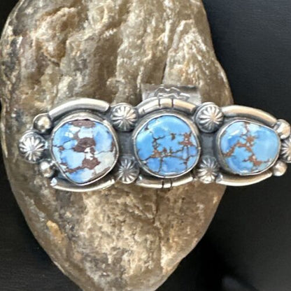 Navajo Blue Golden Hills Turquoise Multi-Stone Ring | Authentic Native American Sterling Silver | Sz 9.5 | 16287