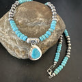 Navajo Blue Kingman Turquoise Pendant Necklace | Sterling Silver | 21" | Authentic Native American Handmade | 16933