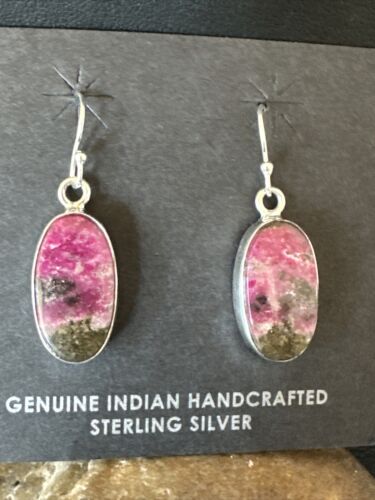 Purple Mojave Turquoise Dangle Earrings | Sterling Silver | Authentic Native American Handmade | 15787