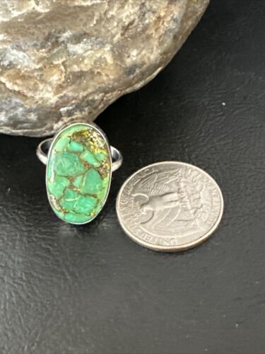 Navajo Green Mojave Turquoise Ring | Sterling Silver | Sz 8 | Authentic Native American Handmade | 15589