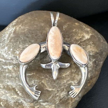 Navajo Pink Conch Necklace with Naja Pendant | Sterling Silver | Authentic Native American Handmade | 15148
