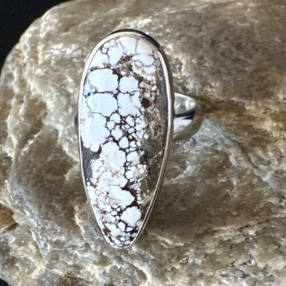 Navajo Wild Horse Turquoise Ring | Sterling Silver | Sz 8 Adjustable | Authentic Native American Handmade | 15554