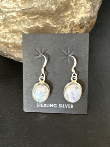 Navajo White Mother of Pearl Dangle Earrings | Sterling Silver | Authentic Native American Handmade | 15308