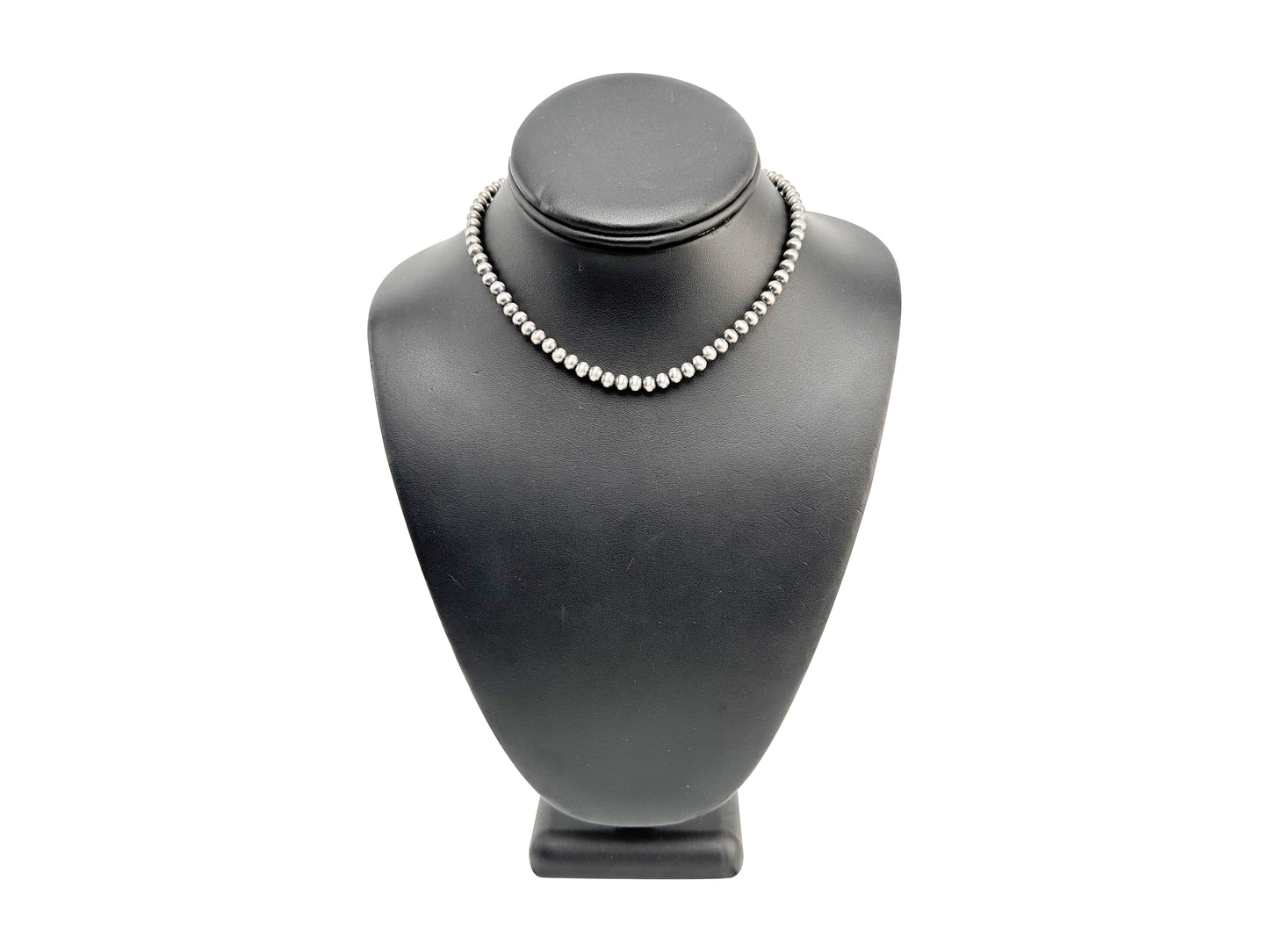 4mm Sterling Silver Navajo Pearls | Authentic Native American Handmade Necklace | Length 14"-96" - Masha USA