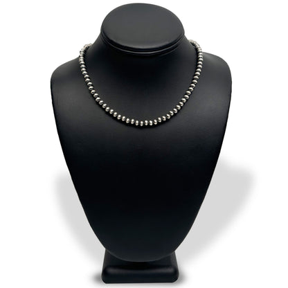 5mm Sterling Silver Navajo Pearls | Authentic Native American Handmade Necklace | Length 14"-96"