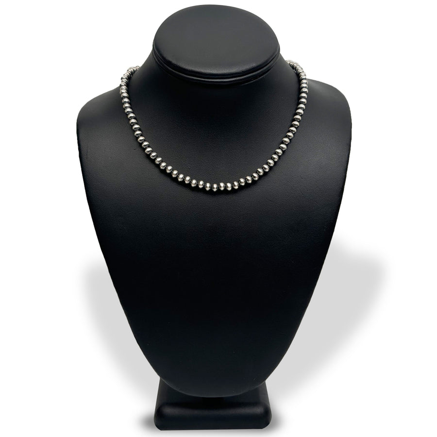 5mm Sterling Silver Navajo Pearls | Authentic Native American Handmade Necklace | Length 14"-96"