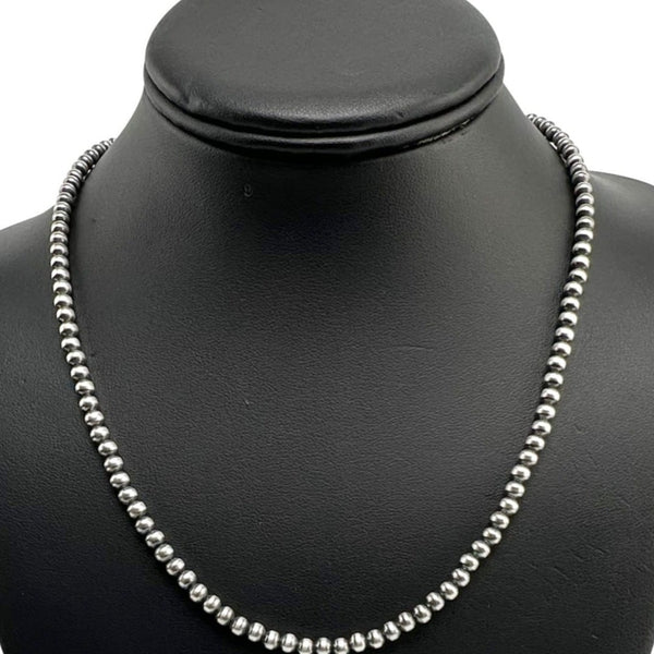 5mm Sterling Silver Navajo Pearls | Authentic Native American Handmade Necklace | Length 14"-96"