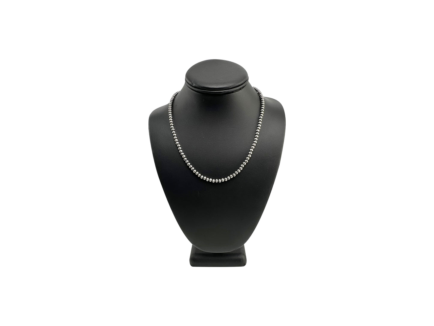 4mm Sterling Silver Navajo Pearls | Authentic Native American Handmade Necklace | Length 14"-96" - Masha USA