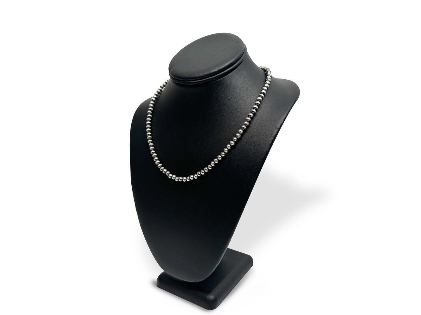 5mm Sterling Silver Navajo Pearls | Authentic Native American Handmade Necklace | Length 14"-96"