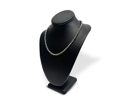 5mm Sterling Silver Navajo Pearls | Authentic Native American Handmade Necklace | Length 14"-96"