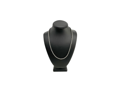 4mm Sterling Silver Navajo Pearls | Authentic Native American Handmade Necklace | Length 14"-96" - Masha USA