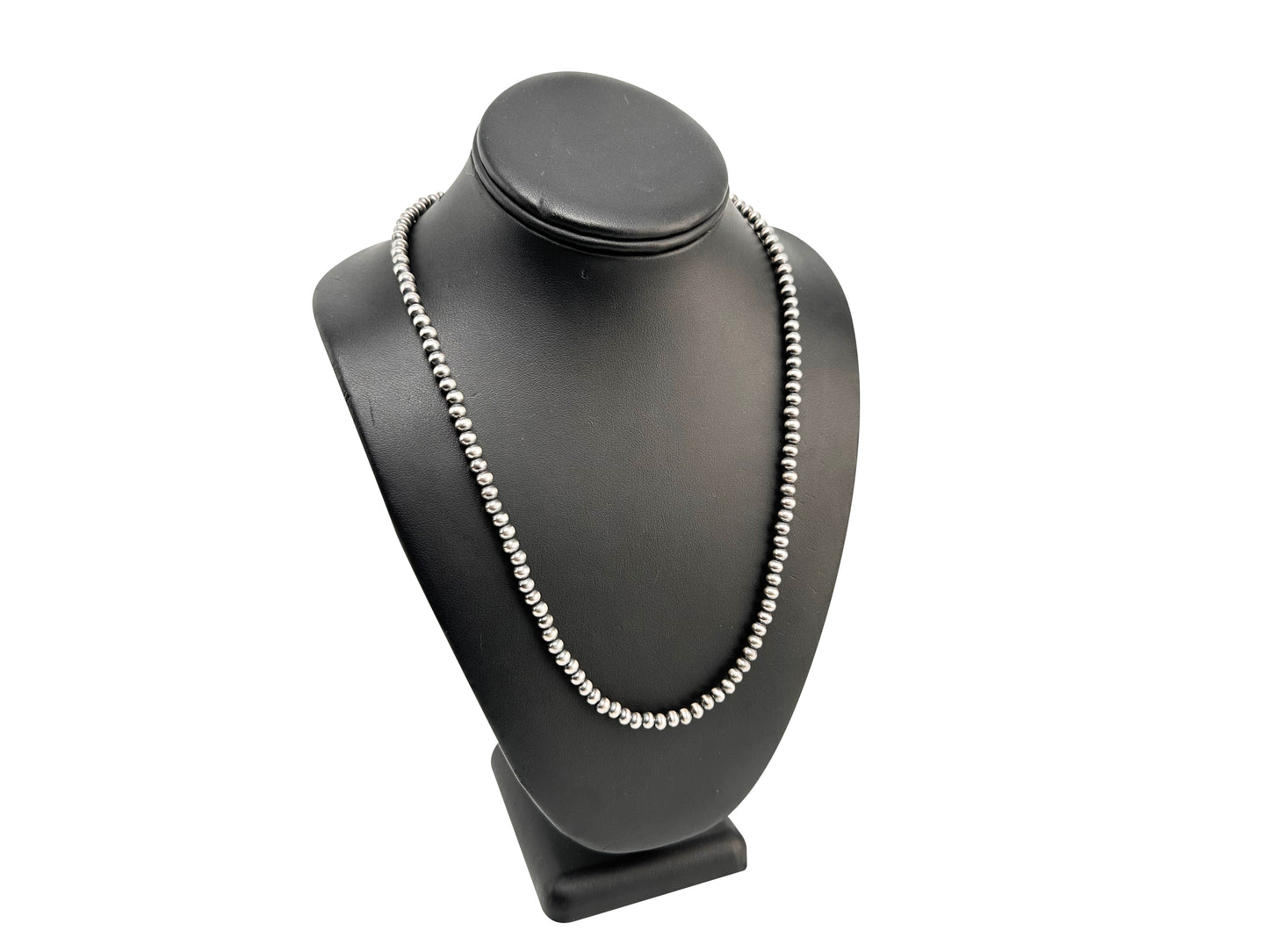 5mm Sterling Silver Navajo Pearls | Authentic Native American Handmade Necklace | Length 14"-96"