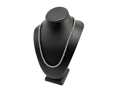 4mm Sterling Silver Navajo Pearls | Authentic Native American Handmade Necklace | Length 14"-96" - Masha USA