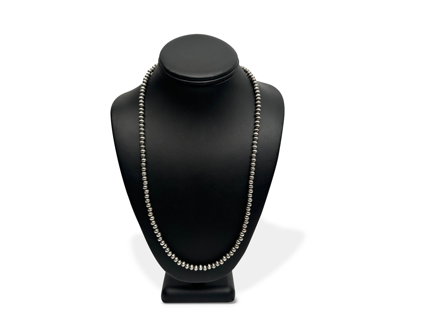 5mm Sterling Silver Navajo Pearls | Authentic Native American Handmade Necklace | Length 14"-96"