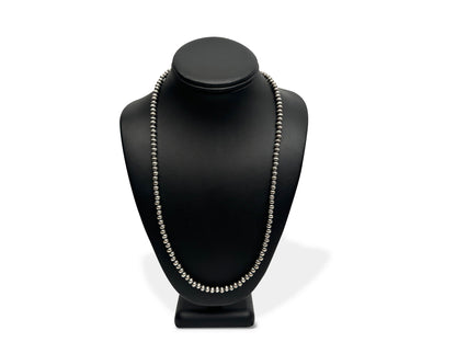 5mm Sterling Silver Navajo Pearls | Authentic Native American Handmade Necklace | Length 14"-96"