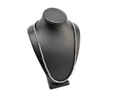 5mm Sterling Silver Navajo Pearls | Authentic Native American Handmade Necklace | Length 14"-96"