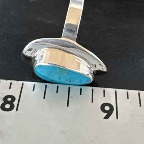 Navajo Blue Kingman Turquoise Ring | Sterling Silver | Sz 9 | Authentic Native American Handmade | 16586