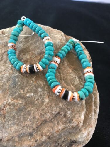 Navajo Sterling Silver Turquoise Spiny Oyster Earrings | Southwestern | 3796