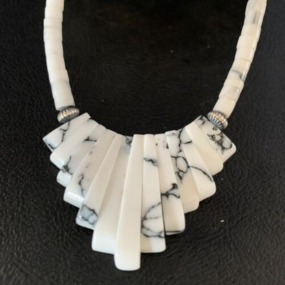 Navajo White Howlite Heishi Pearls Bead Necklace | Sterling Silver | Authentic Native American Handmade | 20" | 14209