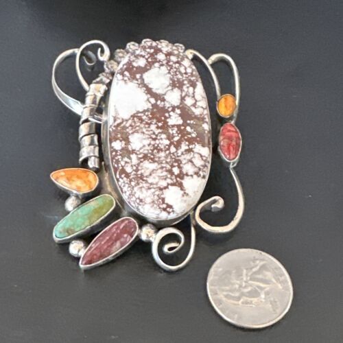 Navajo Women's Spiny Wild Horse Necklace Pendant | Sterling Silver | Multi-Stone | 16104
