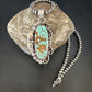 Navajo Blue Turquoise #8 Pendant | Sterling Silver Necklace with Pearls | Authentic Native American Handmade | 15442