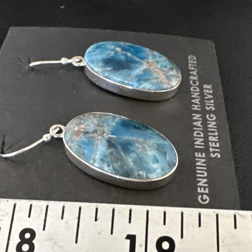 Blue Denim Lapis Dangle Earrings | Sterling Silver | 1" | 15790