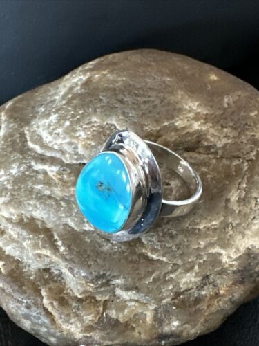 Sterling Silver Blue Kingman Turquoise Ring | Sz 10 | Authentic Native American Handmade | 17600