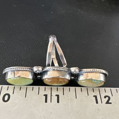 Navajo Green Royston Turquoise Multi-Stone Ring | Authentic Native American Sterling Silver | Sz 10 | 16720