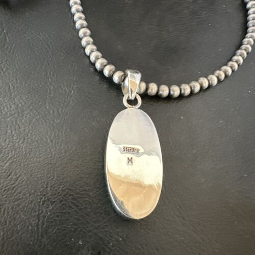 Navajo Blue Kingman Turquoise Pendant Necklace | Sterling Silver | 20" | Authentic Native American Handmade | 16992