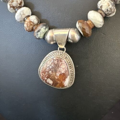 Men's Navajo Wild Horse Necklace Pendant | Sterling Silver | 24" | Authentic Native American Handmade | 15538
