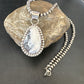White Buffalo Turquoise Pendant | Navajo Pearls Sterling Silver Necklace | Authentic Native American Handmade | 17108